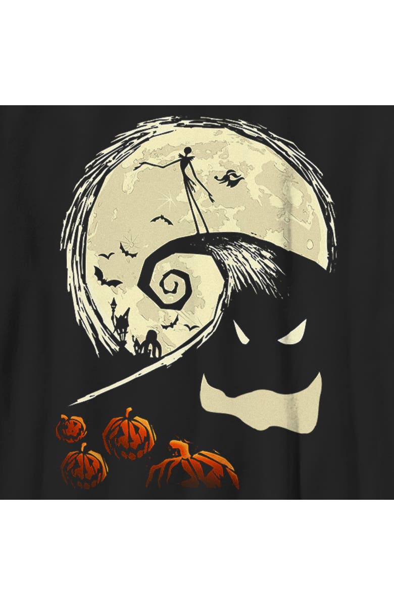The Nightmare Before Christmas Boy's The Nightmare Before Christmas Spiral Hill Scene Graphic T-Shirt, Alternate, color, Black