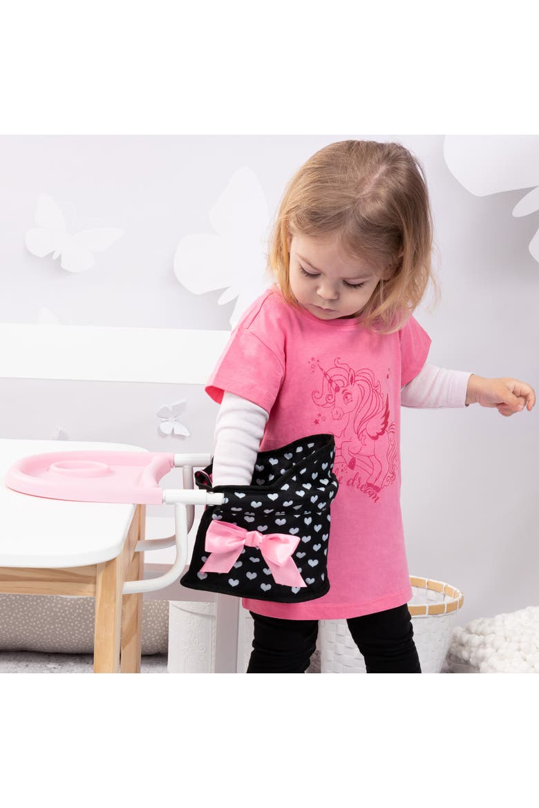 Table Seat Black, Pink Hearts, Folding, Attachable, Alternate, color, Multicolored