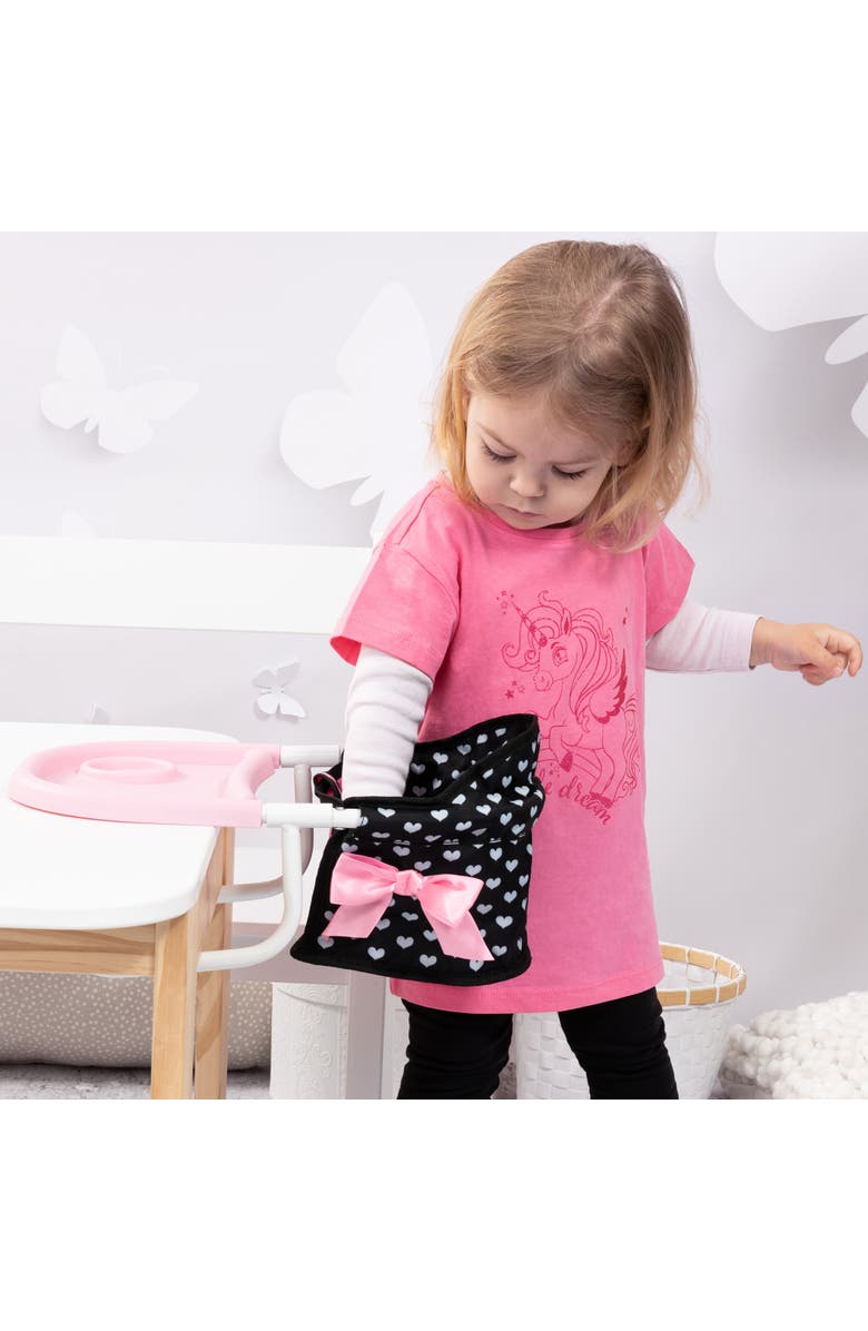 Bayer Design Table Seat Black, Pink Hearts, Folding, Attachable, Alternate, color, Multicolored