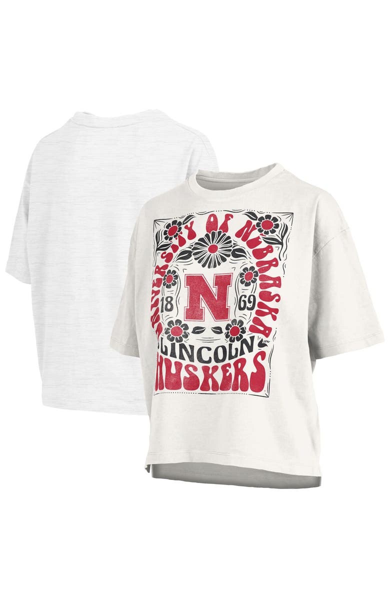 PRESSBOX Women's Pressbox White Nebraska Huskers Harmony Oversized T-Shirt, Alternate, color, White