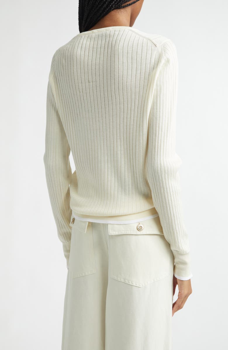Wales Bonner Nile Merino Wool & Cotton Rib Henley Sweater, Alternate, color, Ivory