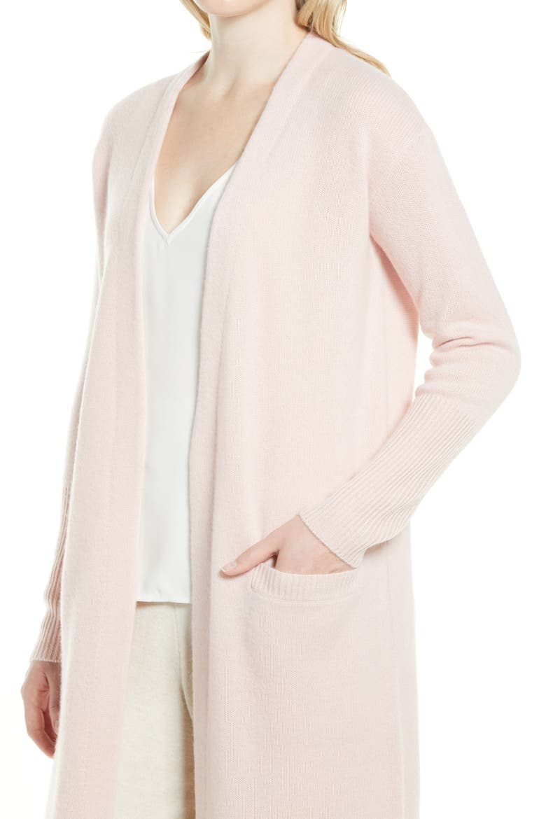 Longline Wool & Cashmere Cardigan, Alternate, color, PINK LOTUS