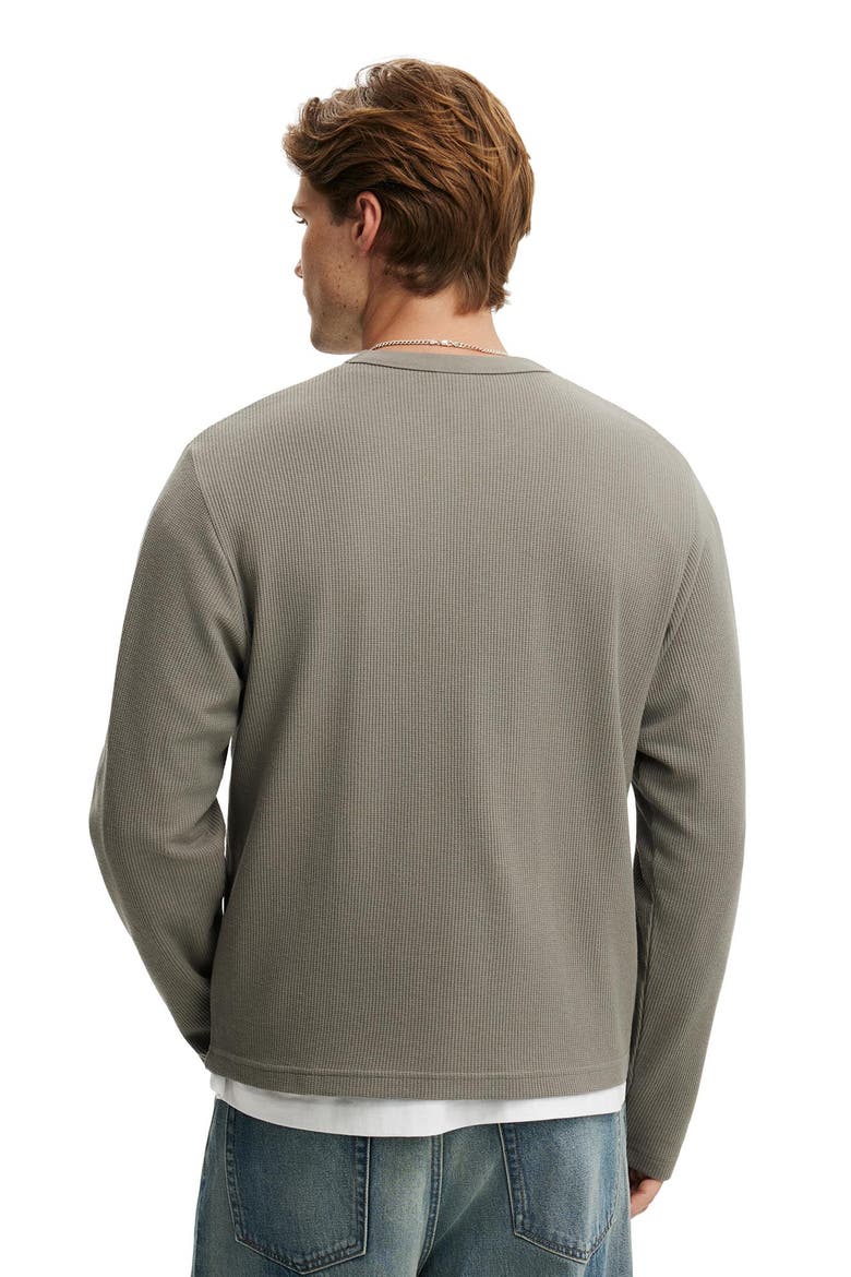 Men's Cropped Fit Long Sleeve, Alternate, color, Slate Stone Waffle