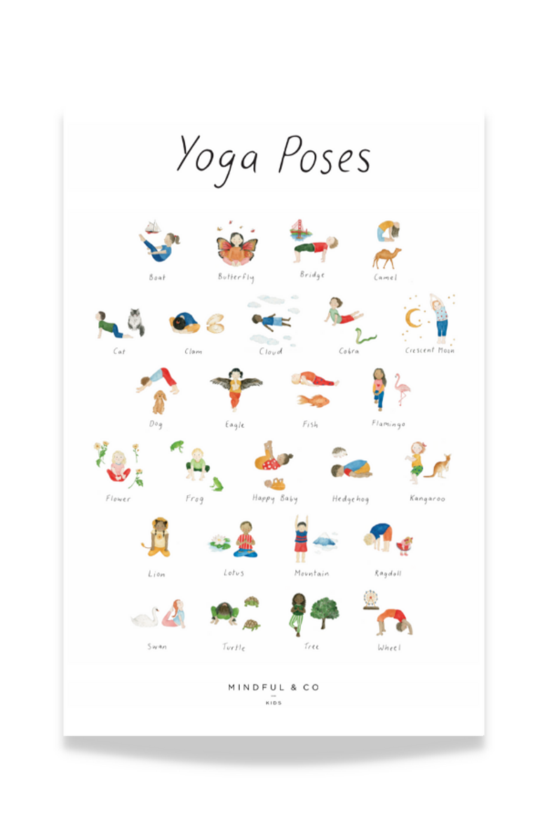 Mindful & Co Kids Yoga Poses Print, Main, color, 