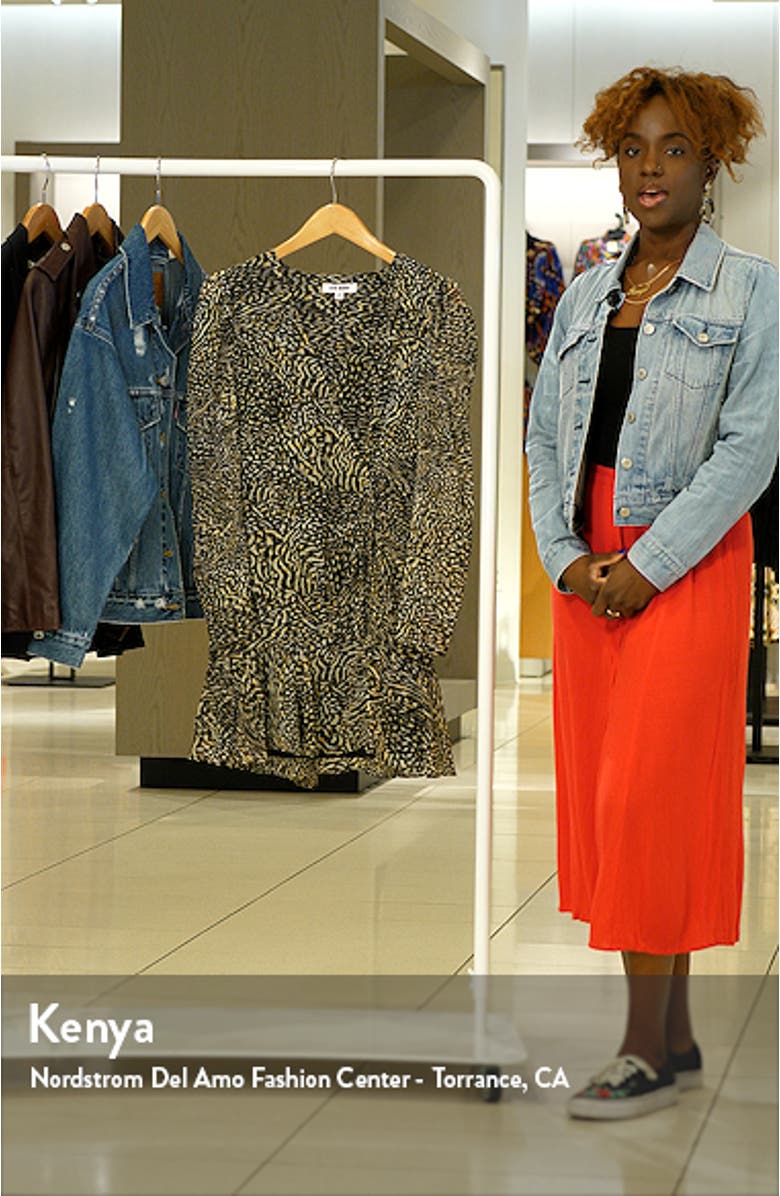 Nyla Animal Print Long Sleeve Chiffon Minidress, sales video thumbnail