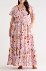 SUGARLIPS Hendry Floral Palmer Tiered Cotton Maxi Dress