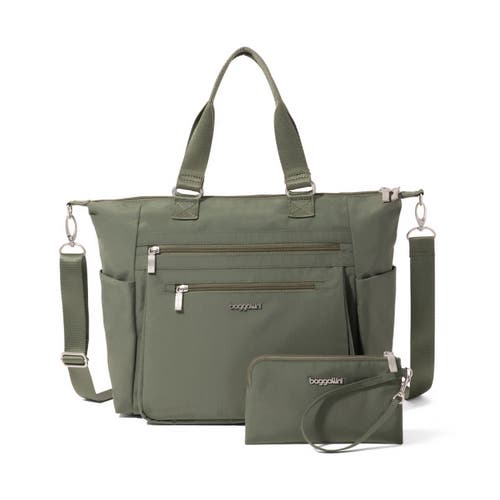 Baggallini Trifecta Convertible Backpack With Rfid Wristlet In Green