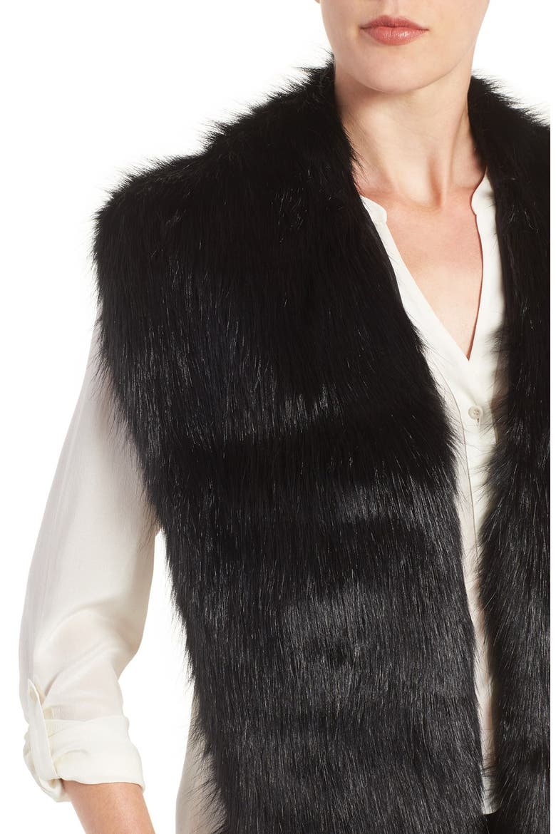 Badgley Mischka Faux Mink Stole, Alternate, color, BLACK
