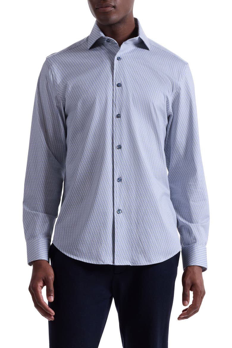 Devon OoohCotton® Geo Print Button-Up Shirt, Main, color, AIR BLUE