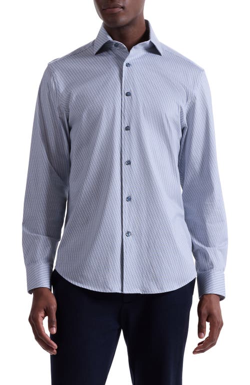 Bugatchi Devon Ooohcotton® Geo Print Button-up Shirt In Blue