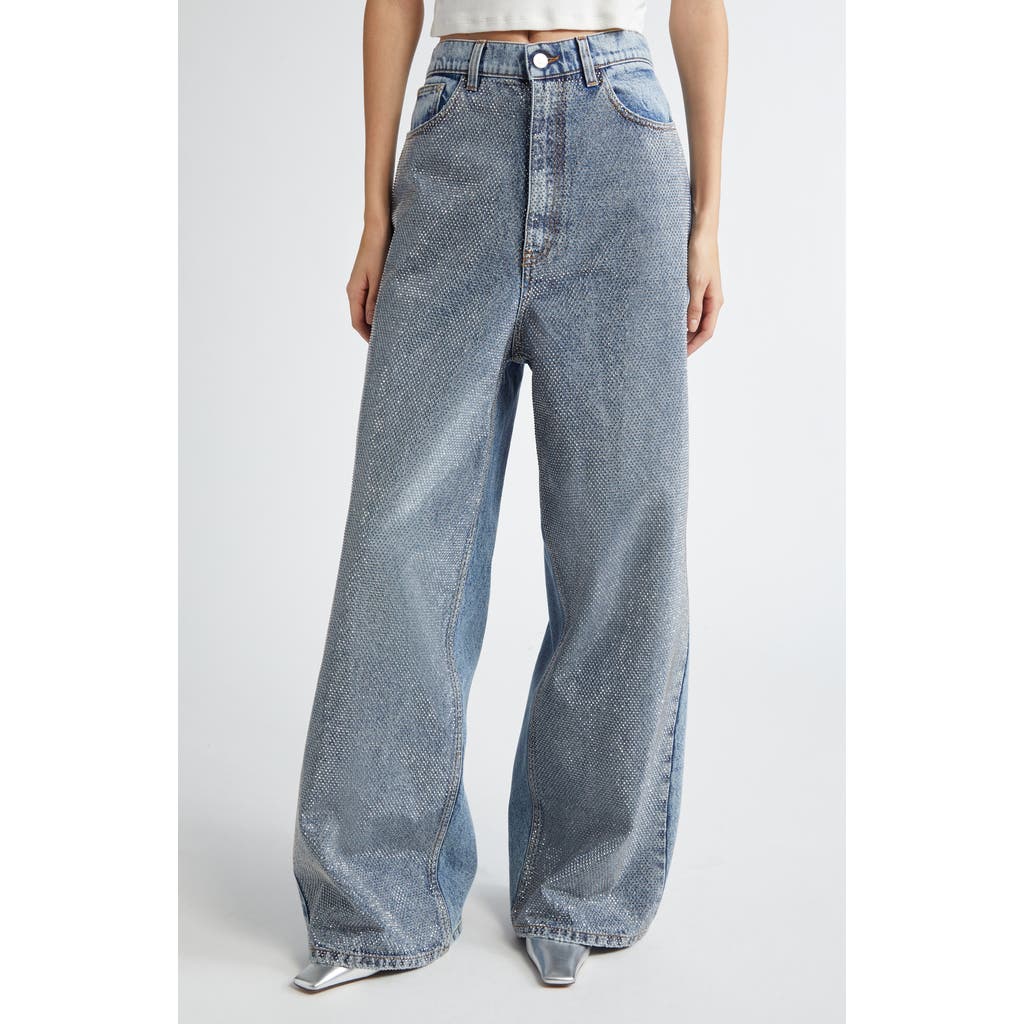 Shop Stella Mccartney Hotfix Wide Leg Jeans In Vintage Blue Denim