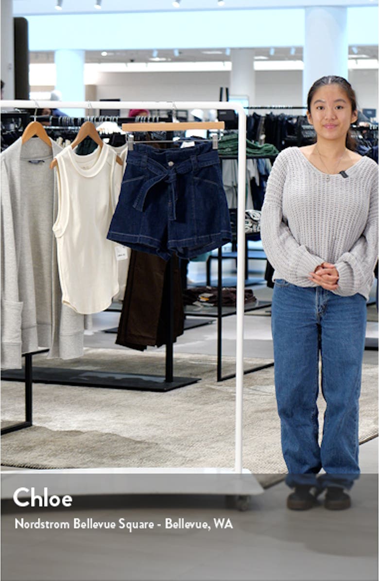 Anessa Belted High Waist A-Line Denim Shorts, sales video thumbnail