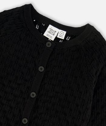 Deux par Deux Girl's Pointelle Knit Cardigan Sweater Black Nordstrom