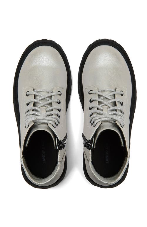Lands' End Girls Zip Up Lugged Boots In Silver
