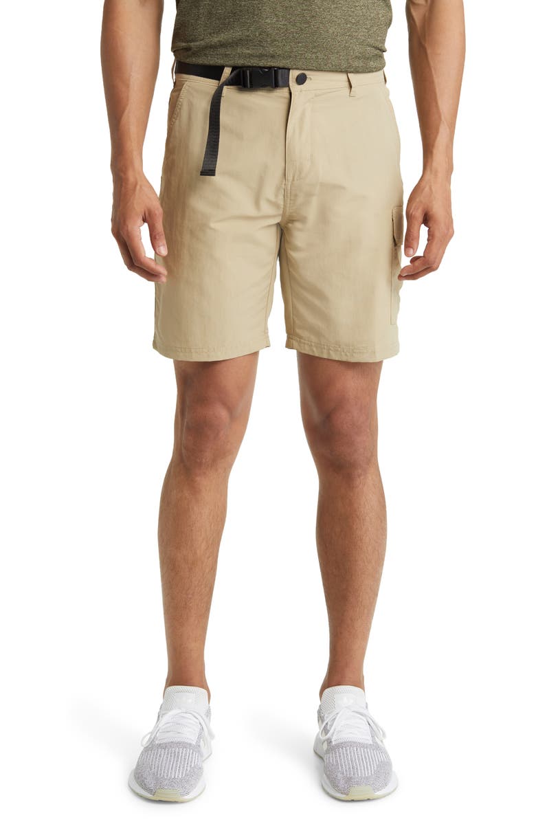 Zella Nylon Trail Shorts, Main, color, Tan Twill