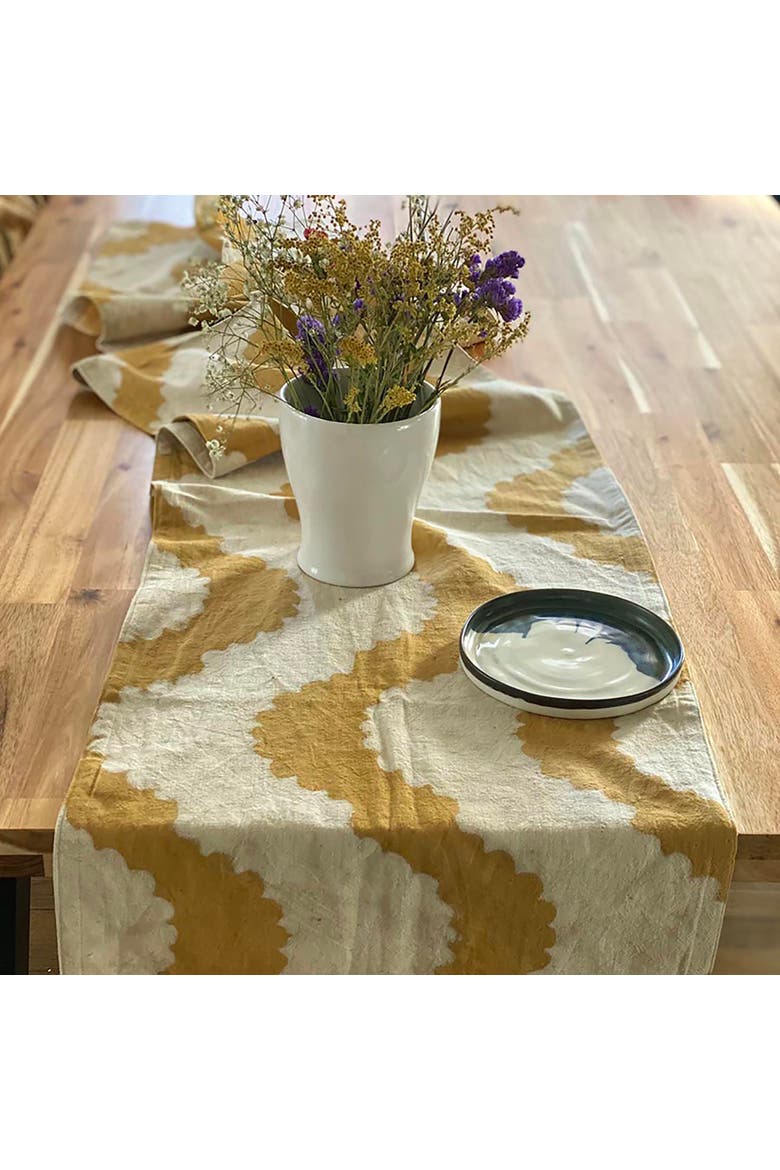 Hand-Printed Table Runner, Alternate, color, Gold