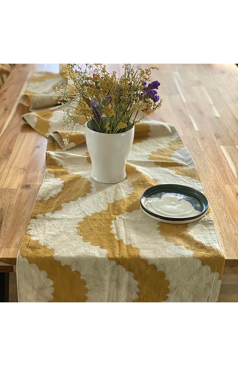 Ichcha Hand-Printed Table Runner, Alternate, color, Gold