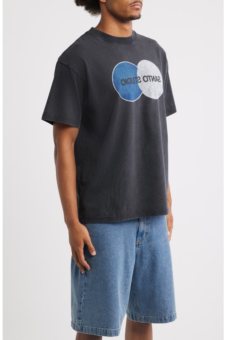 Santo Flipped Cotton Graphic T-Shirt, Alternate, color, BLACK FADE