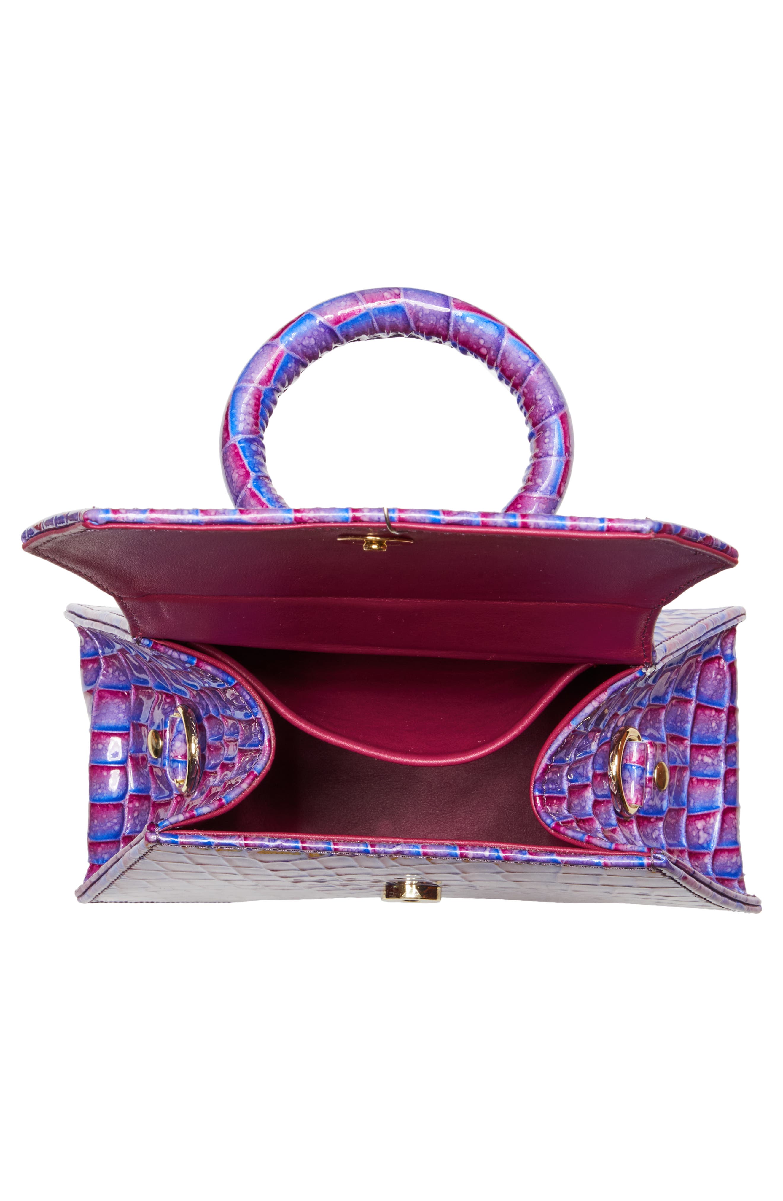 Anima Iris Zuri Croc Embossed Leather Top Handle Bag, Alternate, color, 