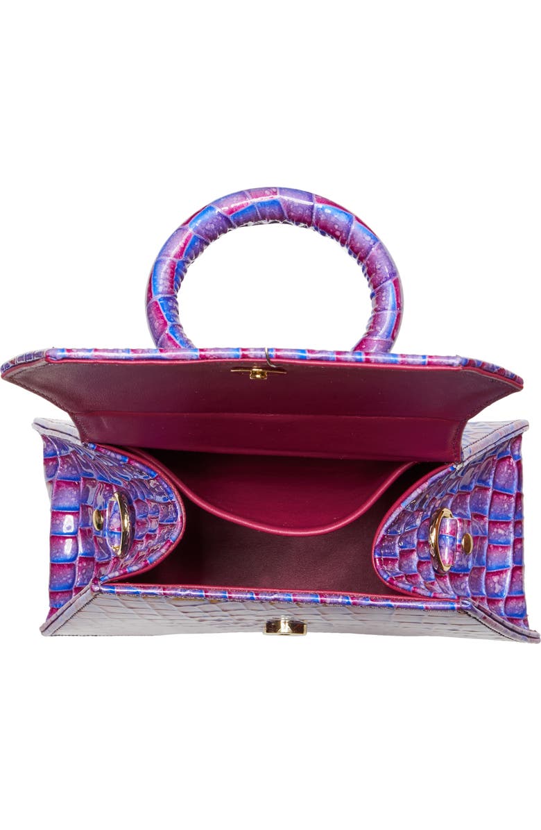 Anima Iris Zuri Croc Embossed Leather Top Handle Bag, Alternate, color,