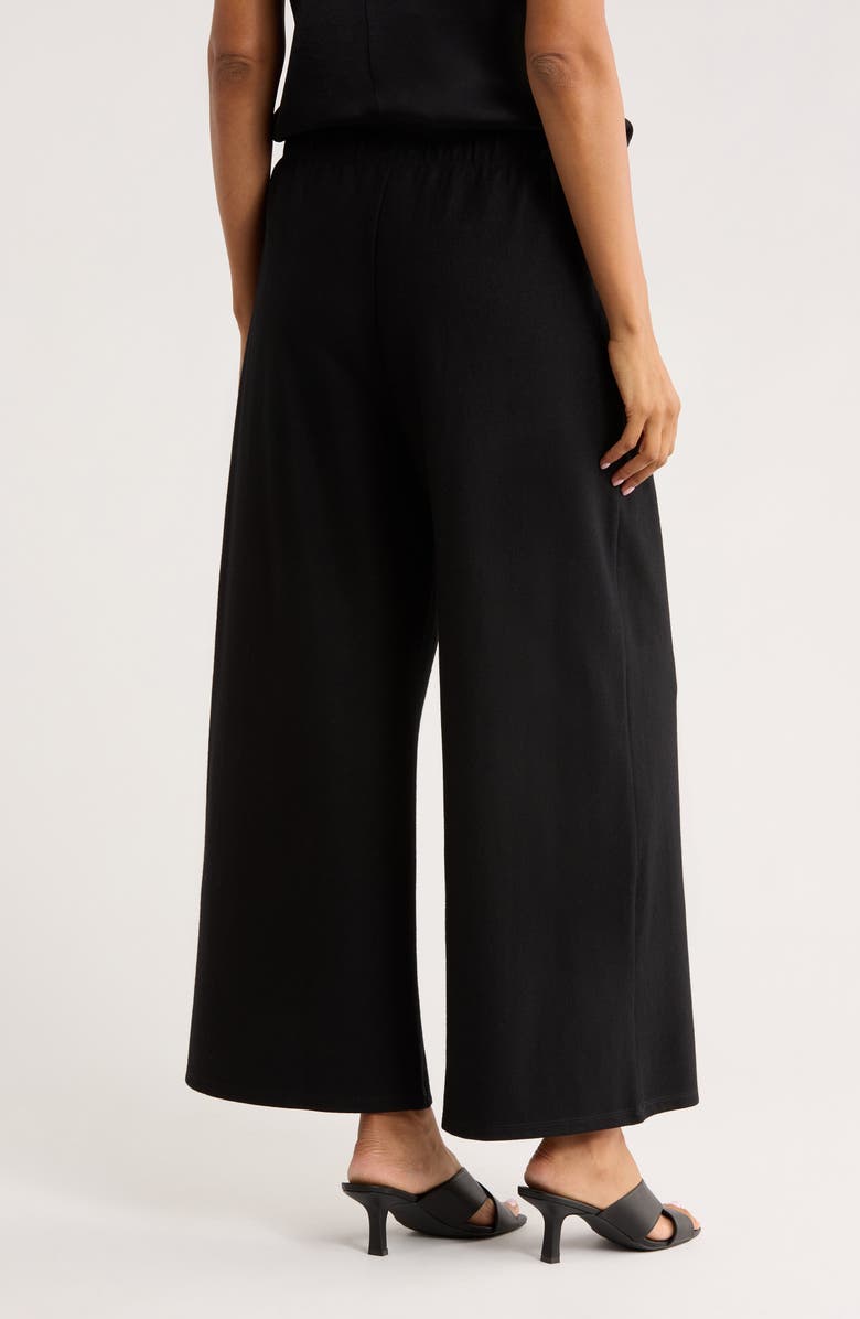 Eileen Fisher High Waist Wool Wide Leg Pants, Alternate, color, Black