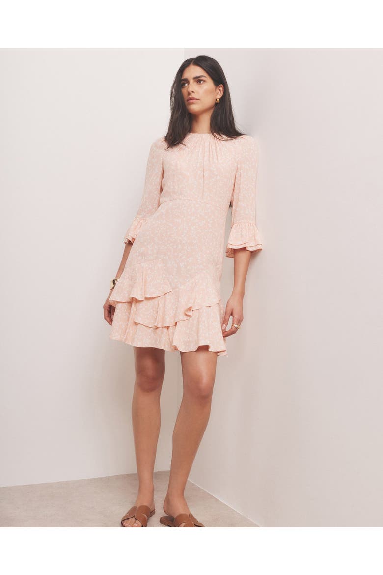 Floral Print Ruffle Mini Dress, Alternate, color, Pink