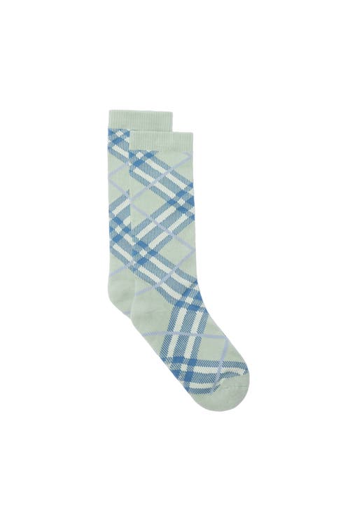 Burberry Check Cotton Blend Socks In Green