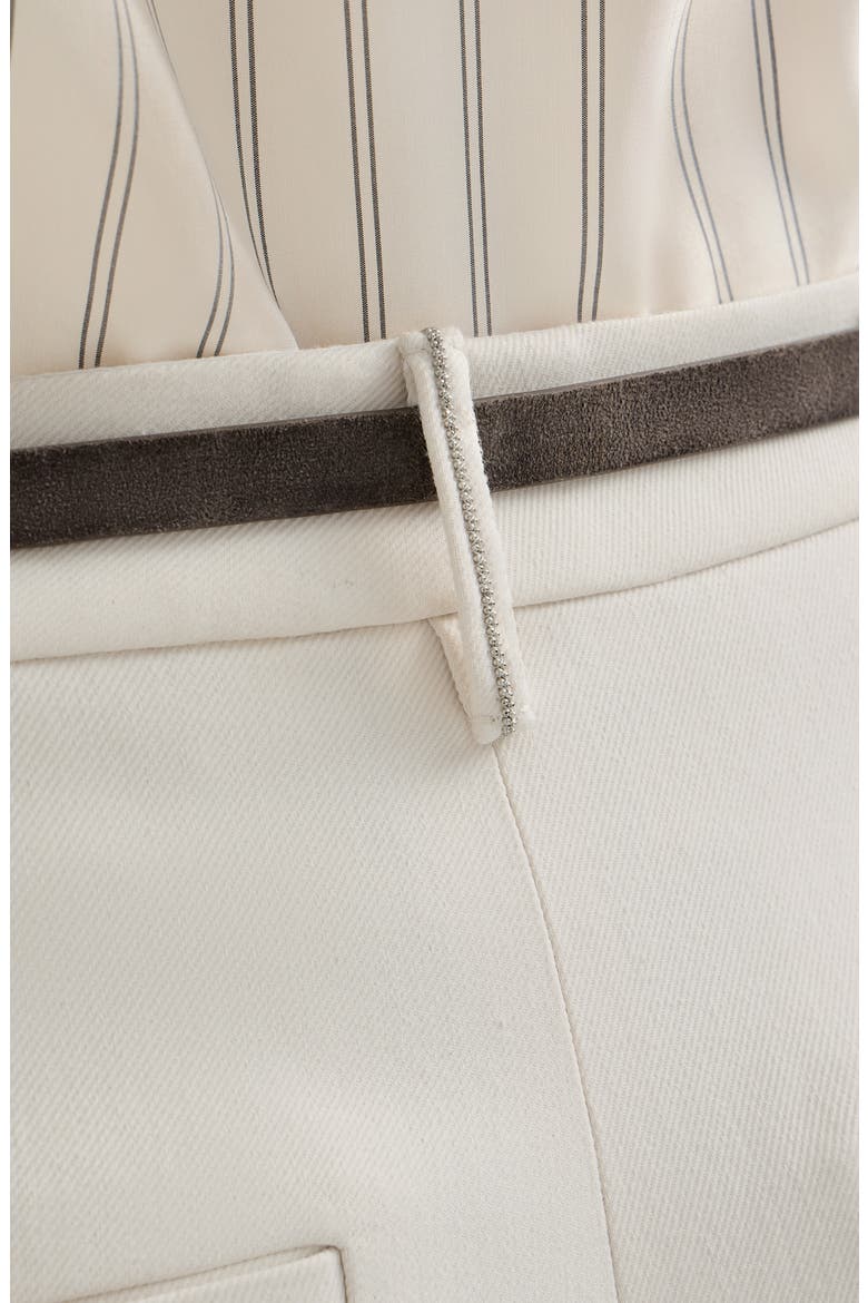 Comfort viscose couture twill slouchy trousers with monili, Alternate, color, Milk