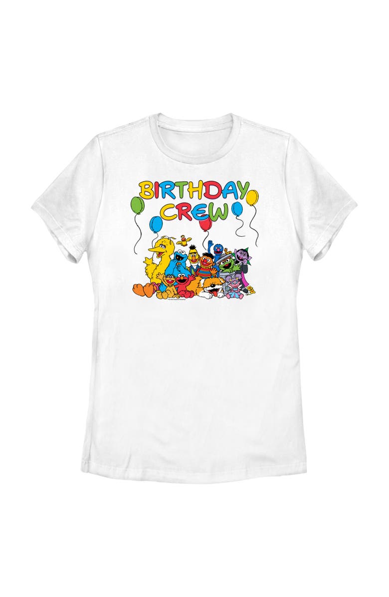 Sesame Street<sup>®</sup> Women's Sesame Street Birthday Crew  Graphic T-Shirt, Main, color, White