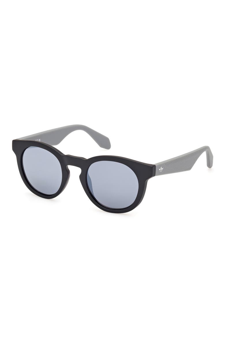 Round Sunglasses, Alternate, color, MATTE BLACK/ SMOKE MIRROR