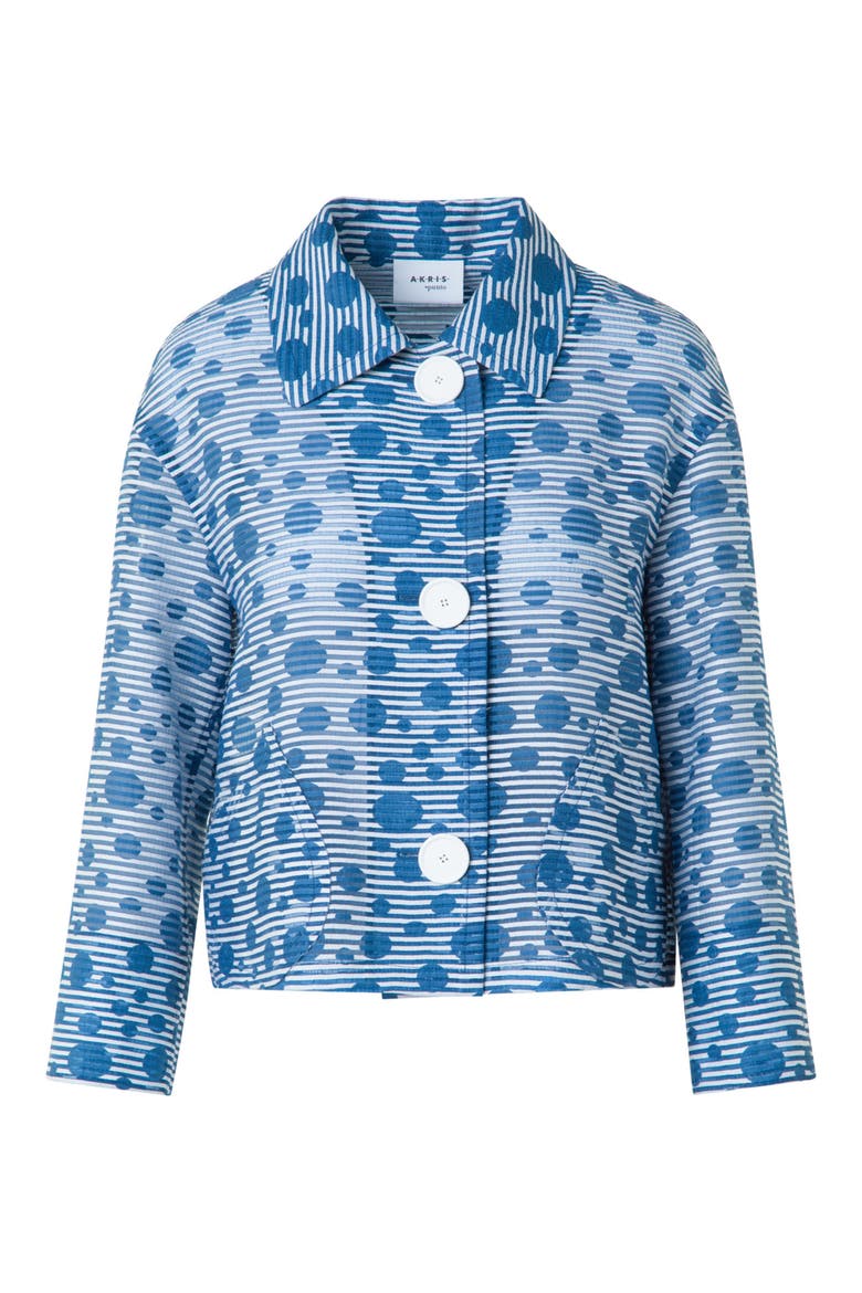 Stripe Dot Organza Crop Jacket, Alternate, color, CREAM-MEDIUM BLUE
