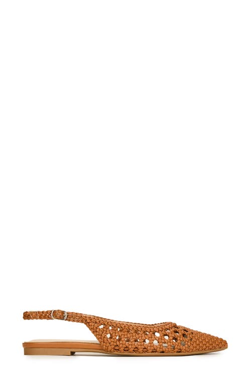 Yosi Samra Vera Slingback Pointed Cap Toe Flat In Brown