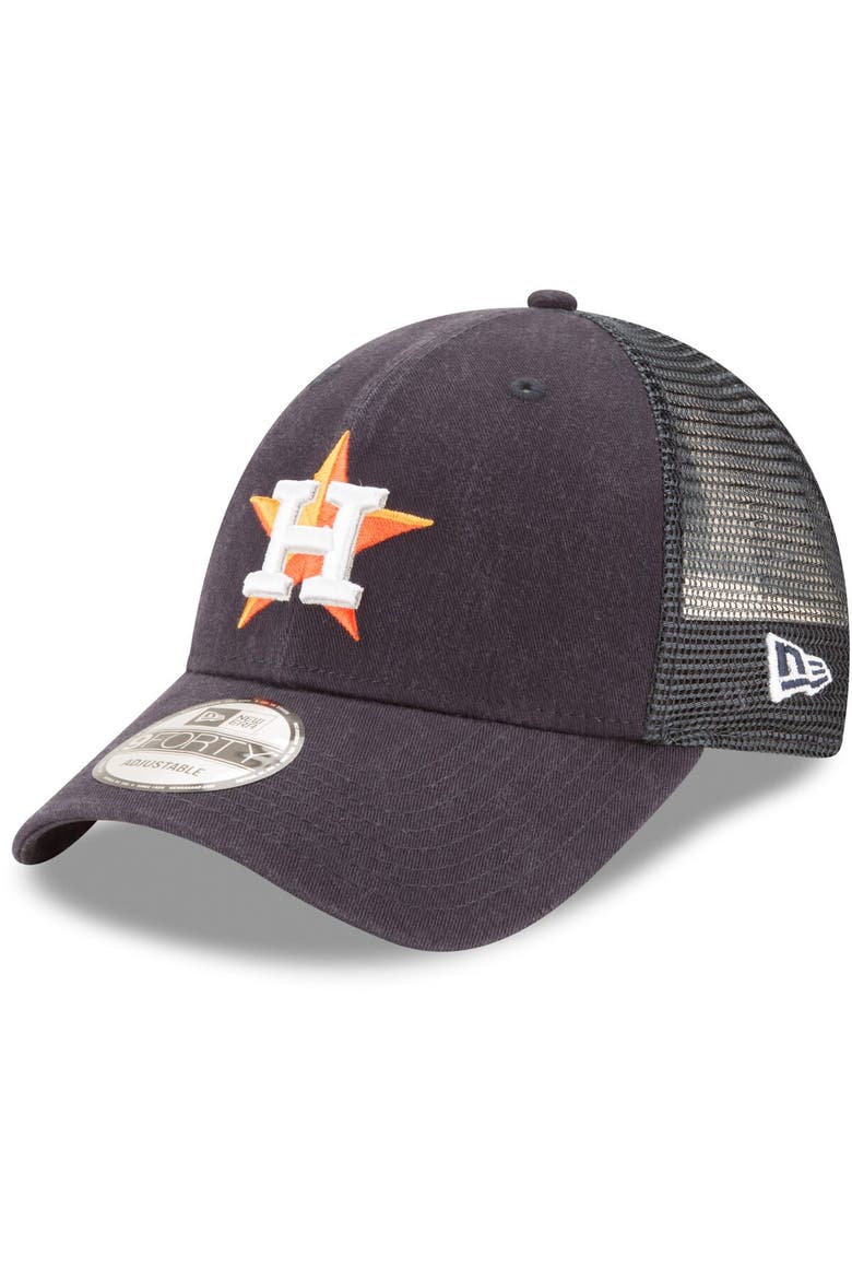 Men's New Era Navy Houston Astros Trucker 9FORTY Adjustable Snapback Hat, Main, color, Navy