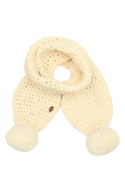 Chunky Chenille Pompom Scarf