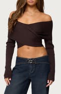 EDIKTED Paulina Off the Shoulder Wrap Sweater