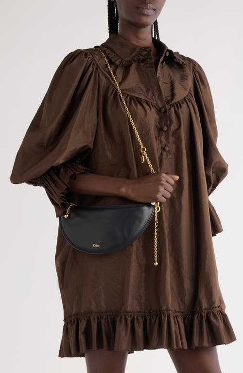 Chloé Mini Icons Leather Half Moon Crossbody Bag In Black