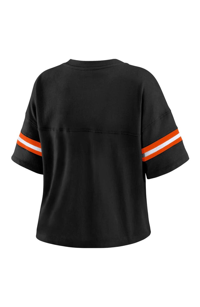 WEAR by Erin Andrews Women's WEAR by Erin Andrews Black Cincinnati Bengals Plus Size Color Block Boxy V-Neck T-Shirt, Alternate, color, Black