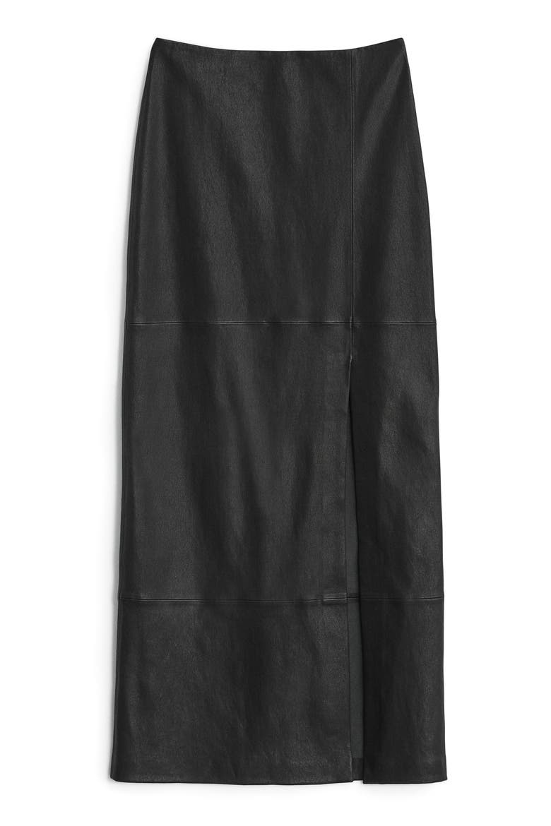 Ilana Stretch Leather Maxi Skirt, Alternate, color, BLACK
