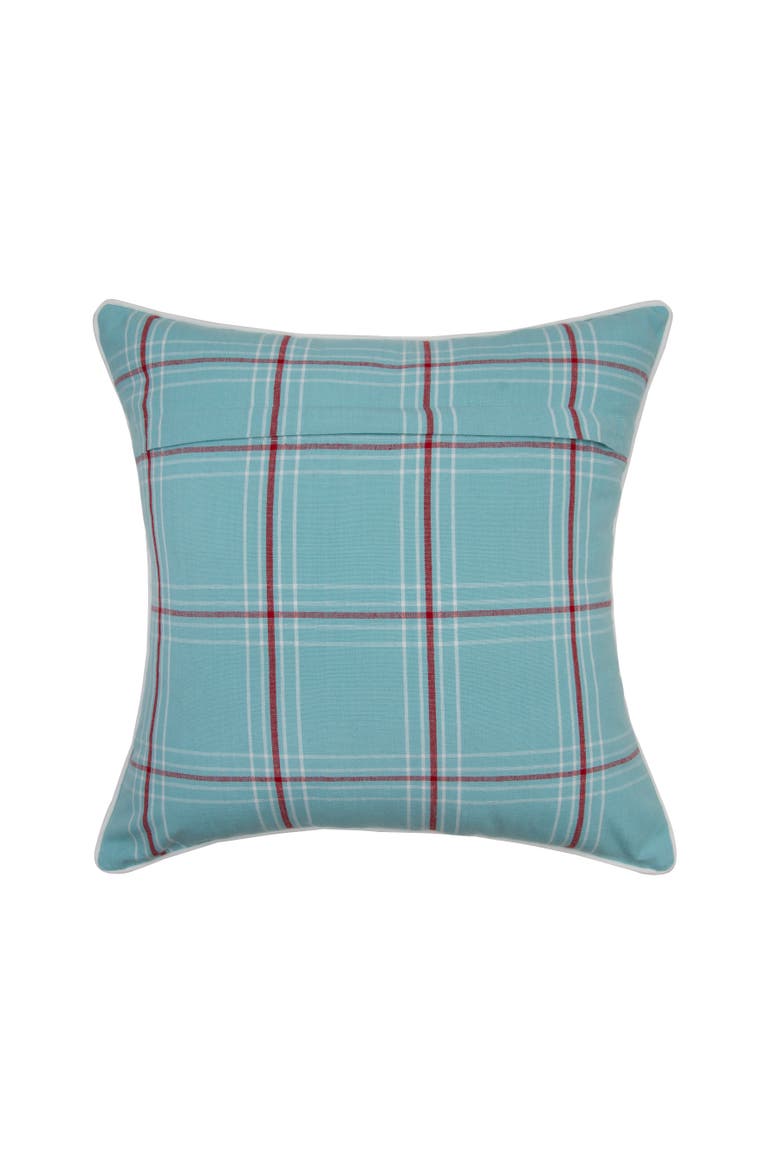 Plaid Sand Dollar Christmas Throw Pillow, 18" x 18", Alternate, color, Blue
