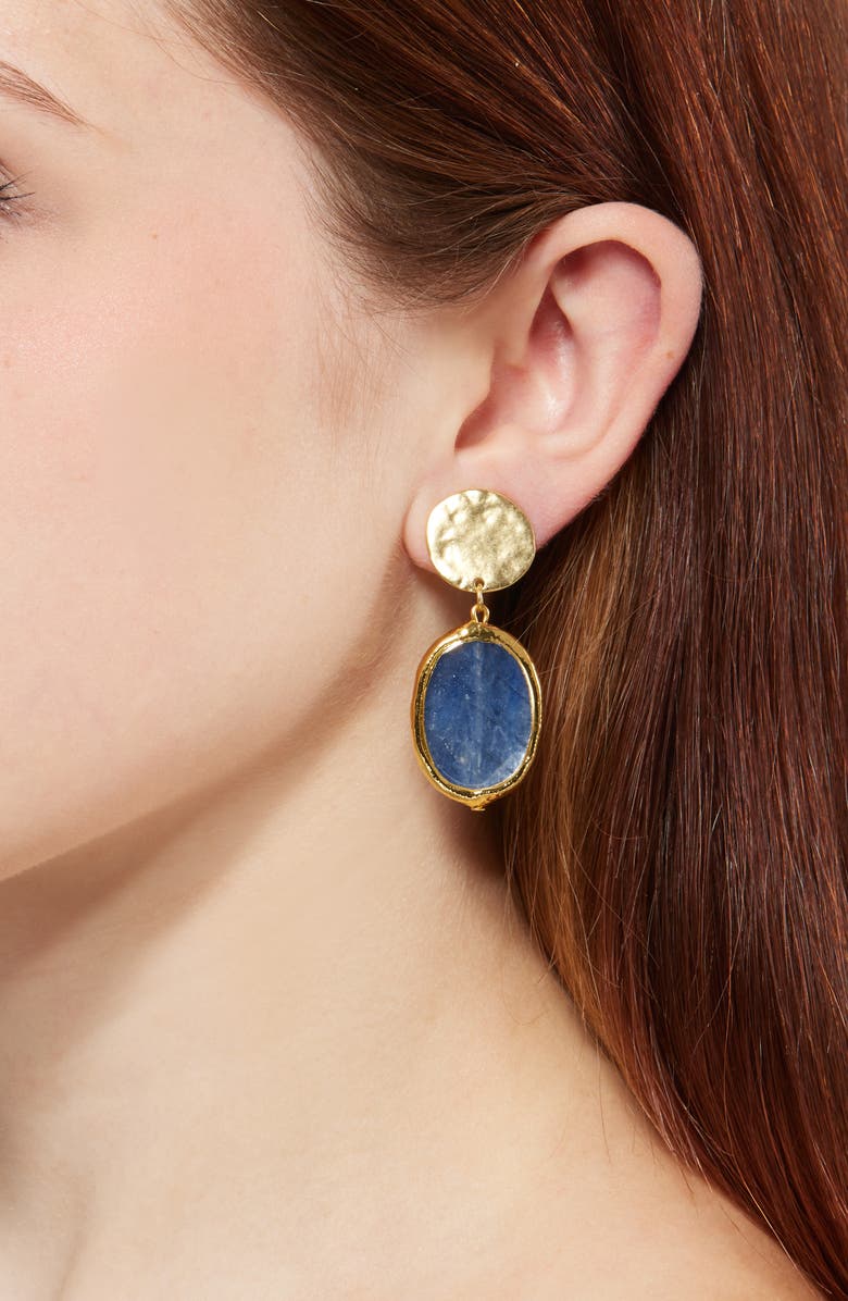 Karine Sultan Kyanite Clip-On Drop Earrings, Alternate, color, Gold