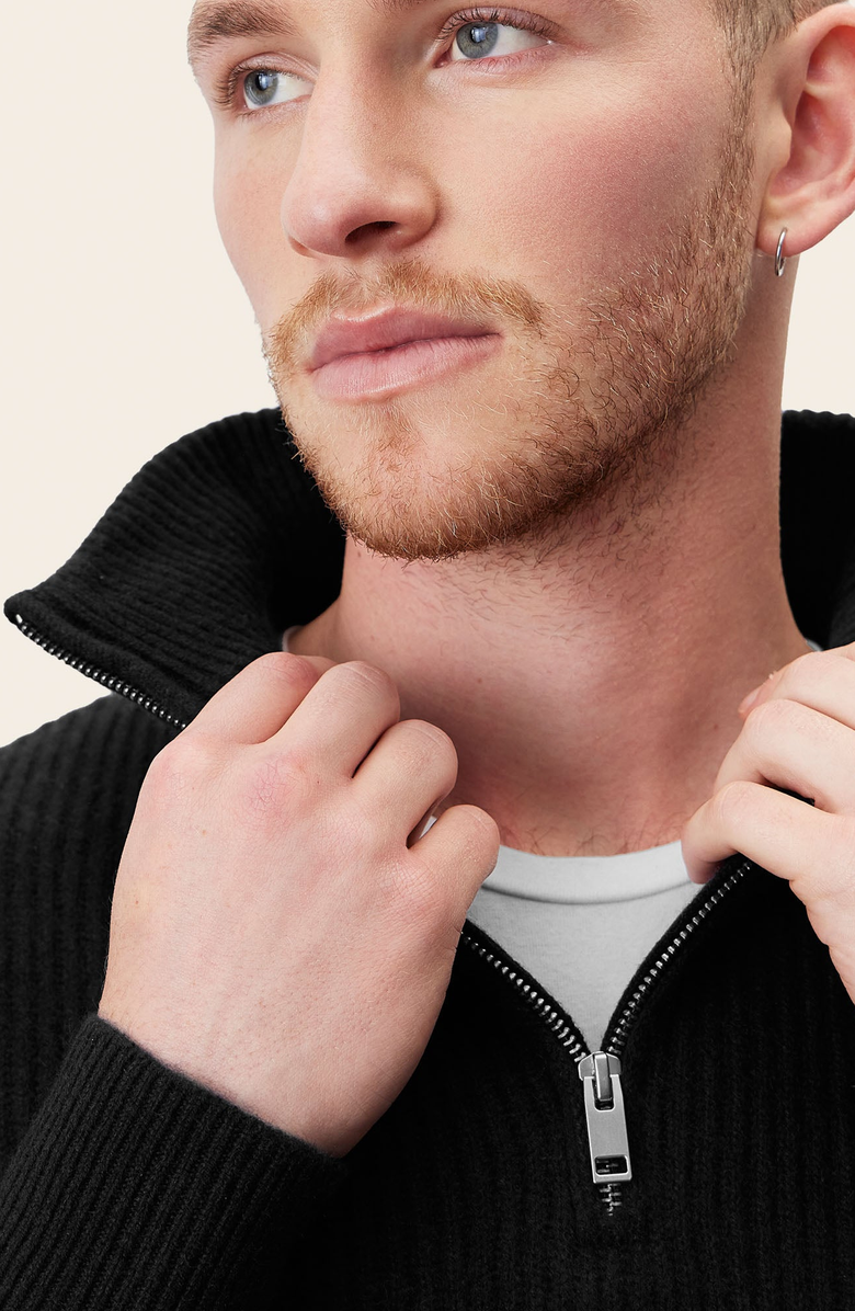 Italic Shane Cashmere Quarter Zip Pullover, Alternate, color, Black