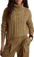 Lauren Ralph Lauren Cable Knit Cotton Turtleneck Sweater