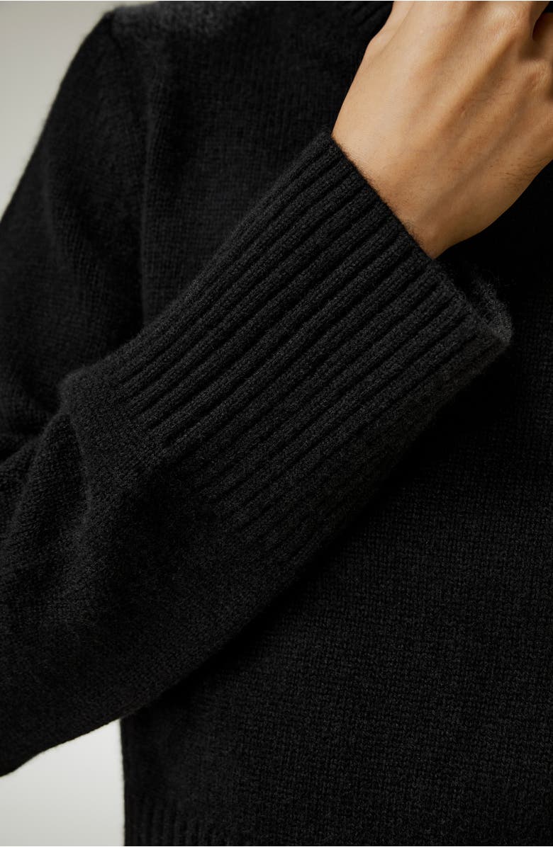 Lilysilk Ribbed Collar and Hemline Wool Cashmere Sweater, Alternate, color, Black