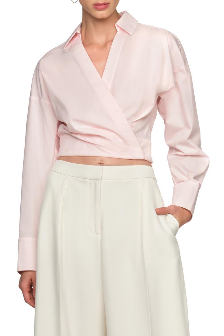 Ciara Surplice Poplin Shirt, Main, color, PINK BLUSH