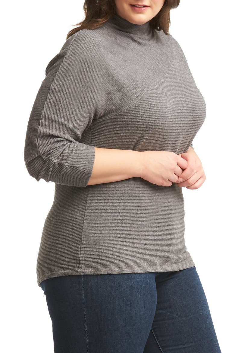 Deb Ribbed Long Sleeve Top, Alternate, color, CHARCOAL HEATHER