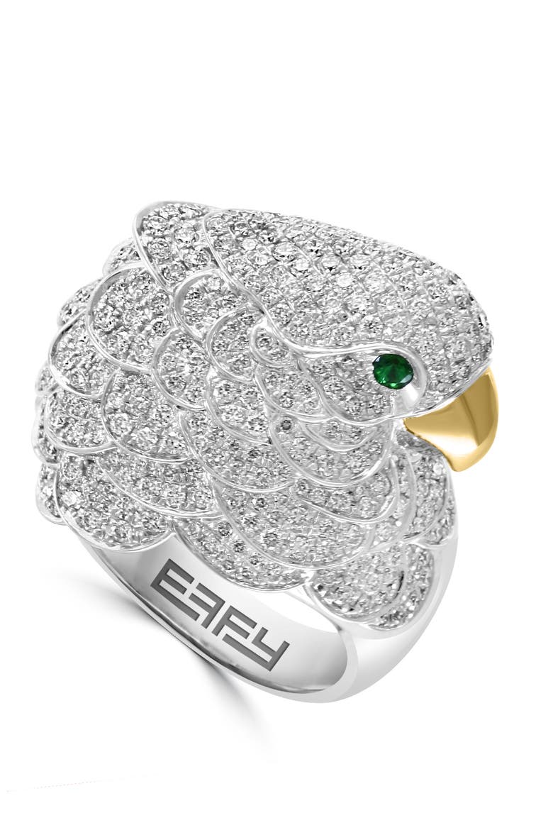 18K White & Yellow Gold Diamond, Tsavorite Ring, Main, color, Hematite and FW Blush Pearl