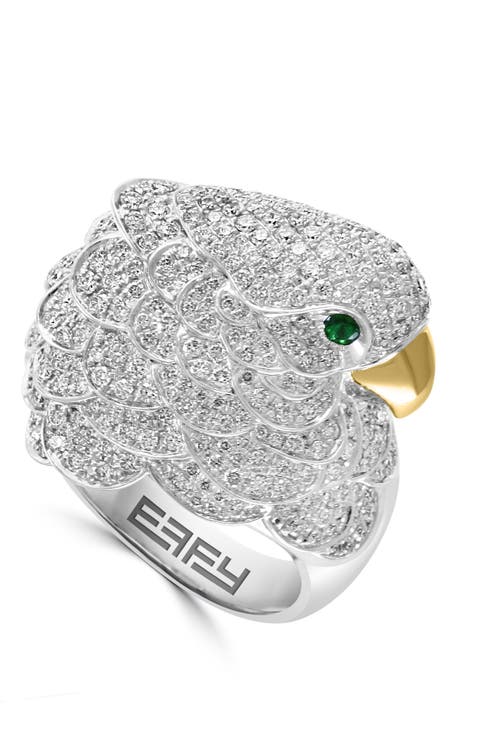 18K White & Yellow Gold Diamond, Tsavorite Ring
