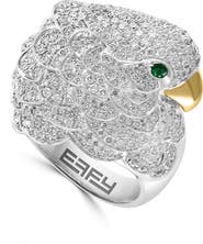 EFFY 18K White & Yellow Gold Diamond Tsavorite Panther Ring