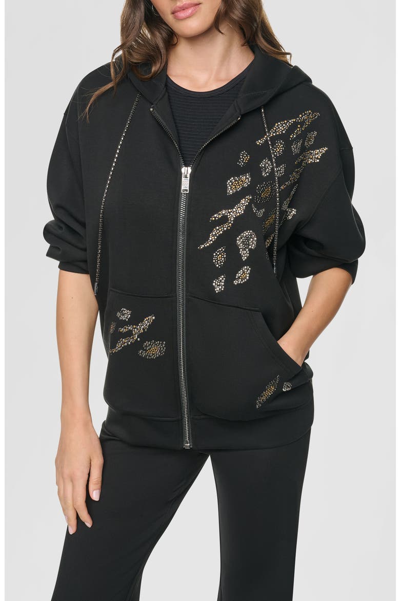 Heatset Animal Chain Link Zip Hoodie, Main, color, BLACK
