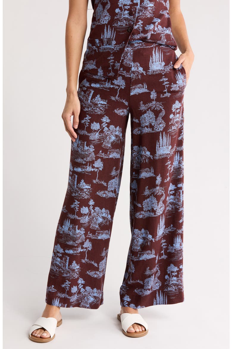 Cassie Wide Leg Pants, Main, color, TOTALLY TOILE/CHOCOLATE
